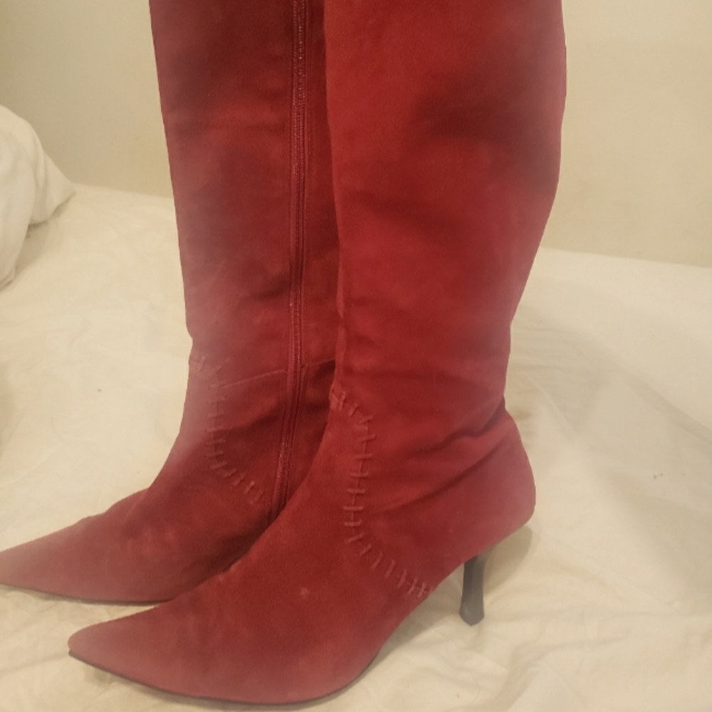 Red Suede Knee High boots
